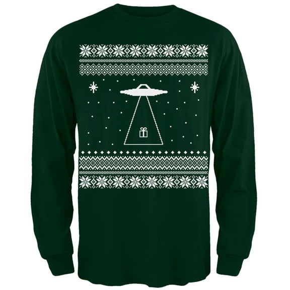 Old Glory Mens Alien Beam Ugly Christmas Sweater Long Sleeve T Shirt