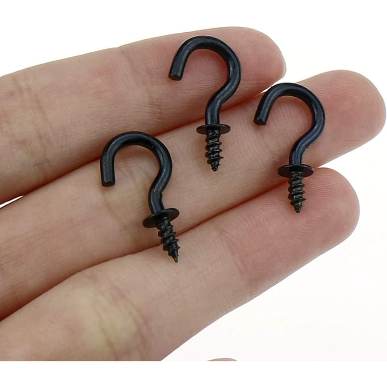 Mini Ceiling Screw Hooks, 200 Pieces 1/2 Inch Cup Hooks Screw-in Hooks for  Hanging Plants Mug Arts Decorations, Black 