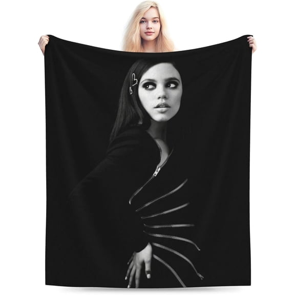 Jenna Actor Ortega Throw Blanket Flannel Blanket Warm Soft Microfiber Blanket for Living Room Couch Sofa Bedroom Decor Gifts 40"x30"