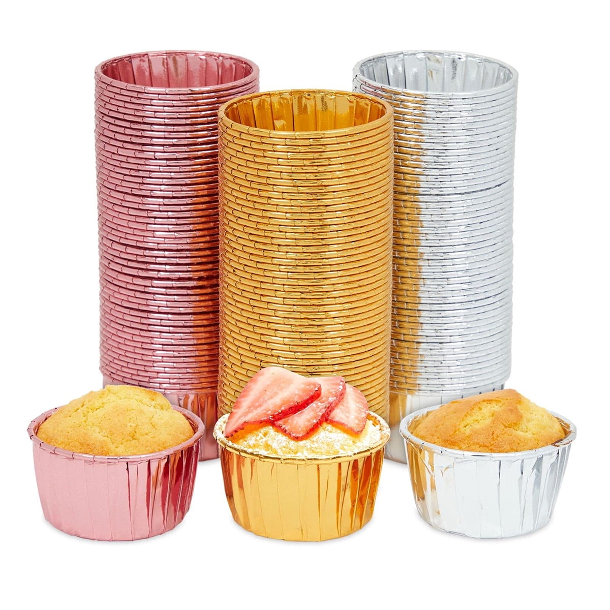 150 Pcs Aluminum Foil Cupcake Cups Ramekin Muffin Baking Cups, Disposable M  N1P1 194912454454