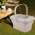 thumbnail image 4 of AVEKI Collapsible Storage Box, Fashionable Multipurpose Durable Handle Design Folding Camping Storage Basket Waterproof Large Capacity for Car for BBQ (Brown) 0517M, 4 of 8