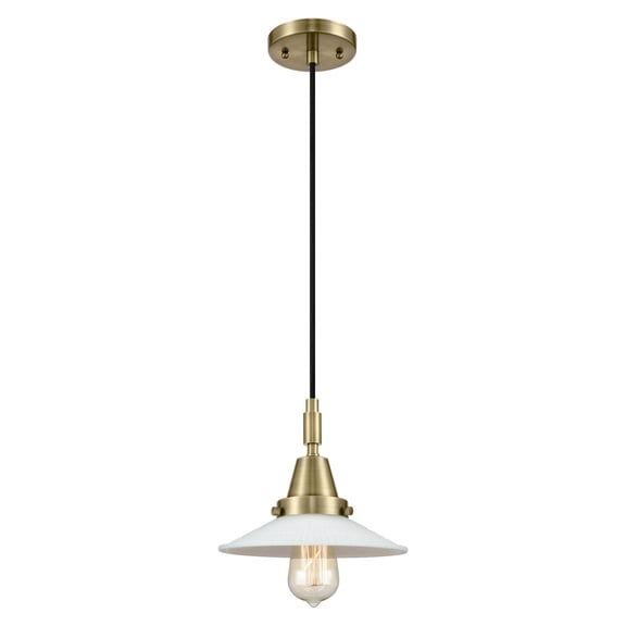 447-1P-AB-G1 Innovations Lighting Halophane - 1 Light Cord Hung Mini Pendant-8.5 Inch Wide and 9.13 Inch Tall-Antique Brass Finish-Matte White