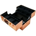thumbnail image 3 of SHANY Essential Pro Makeup Train Case Cosmetic Box Portable Makeup Case Cosmetics Beauty Organizer Jewelry storage with Locks , Multi Compartments Makeup Box and Shoulder Strap - Rose Gold, 3 of 5