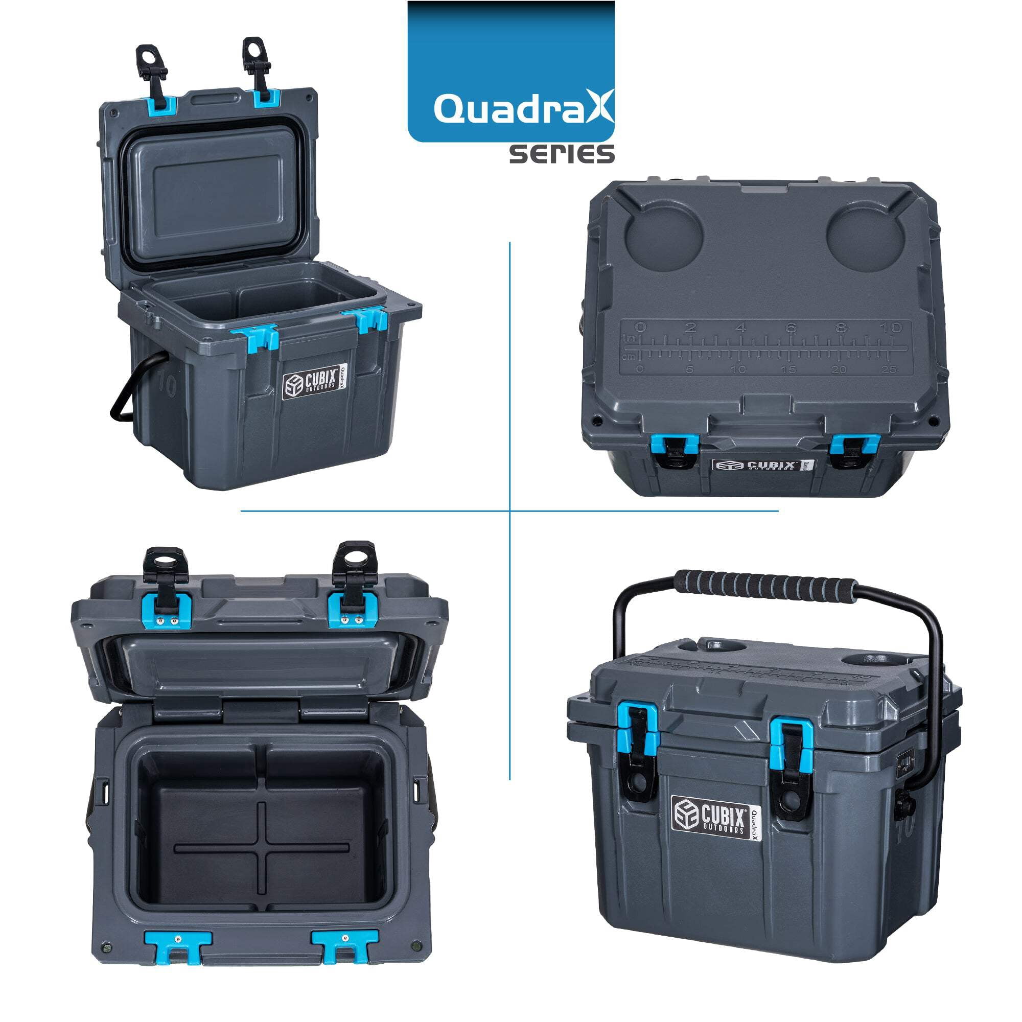 Cubix Outdoors 20 QT QuadraX Portable Insulated Hard Cooler - Fits 14 Cans - Abyss Blue