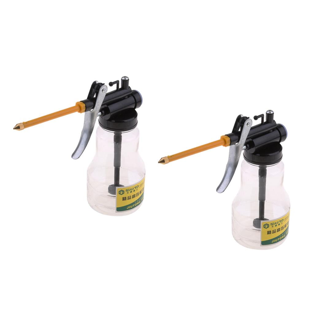 2pcs 250g High Pressure Hand Pump Oiler Oil Pot Can Spray Hose For