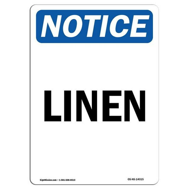SignMission OS-NS-A-1218-V-14015 12 x 18 Po Panneau d'Affichage OSHA - Lin