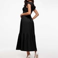 thumbnail image 3 of Vestido largo con mangas con volantes y pliegues para mujer - Extralargo informal con bolsillos, 3 of 8