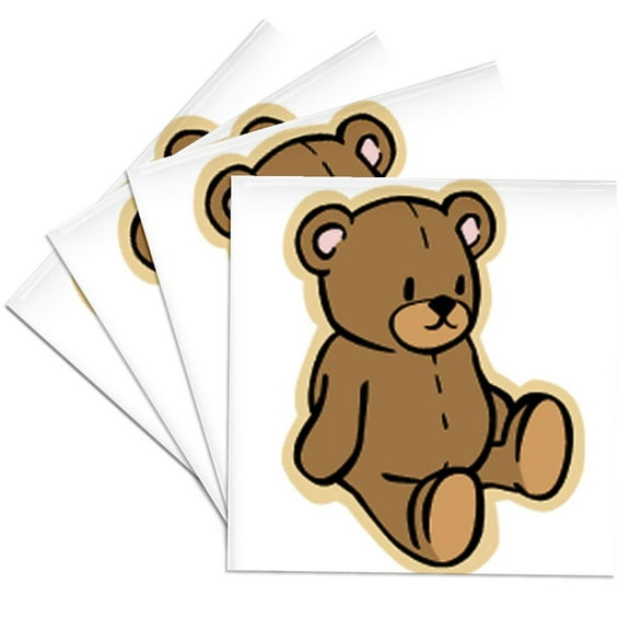 3drose, Cute Brown Teddy Bear, Set of 4 Ceramic Tile Coasters