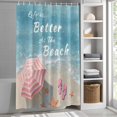 thumbnail image 5 of Life Is Better At The Beach Shower Curtain, 48" x 72", Summer Sea Umbrella Slippers Starfish Waterproof Bathroom Curtain Washable Shower Curtain Set with 12 Hooks, 5 of 8