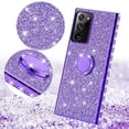 thumbnail image 3 of Samsung Galaxy Note 20 Glitter Phone Case, Ring Kickstand Girls Women Diamond Sparkly Case for Cover for Galaxy Note 20 5G - Purple, 3 of 5