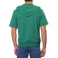 thumbnail image 3 of INSPIRAR CHIC Sudaderas de manga corta para hombres del Día del Padre, chaquetas con capucha de color sólido, con cremallera, color verde oscuro, 3 of 5