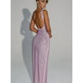 thumbnail image 5 of Sparkly Sequin Meramid Prom Dresses Spaghetti Straps Square Neck Tube Formal Evening Party Club Gowns Pink S, 5 of 8