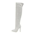 thumbnail image 6 of Dakaela Women's Glitter Stiletto Heels Pointed Toe Over the Knee Thigh High Boots Wide Calf Long Boot, 6 of 7
