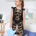 thumbnail image 4 of Fotbe Cyber Skeleton With Tattoos Vestido de Dormir para Niñas de 3 a 10 Años, Mangas Cortas, Estilo Princesa, Pijama Camisón con Mangas Voladas-Small, 4 of 6