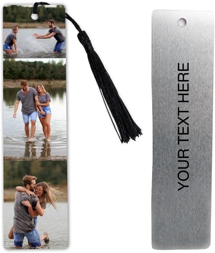 Personalized Acrylic Photo Bookmark - Custom With 3 Photos & Text, UV Print, Tassel, Gift For Book Lovers