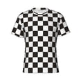 thumbnail image 3 of Naloa Black and White Checkerboard Men's T-Shirt Sport T-shirt Men's Basic Tee Casual Men's Shirt, Round Neck, Short Sleeves - Large, 3 of 5