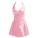thumbnail image 2 of Gibobby Trajes de baño mujer una pieza Falda a cuadros con cuello halter a la moda para mujer con cintura con cordones y espalda abierta falda traje de b(Rosa,Talla única), 2 of 4