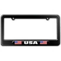 USA Country Flag - Black Double License Plate Frame