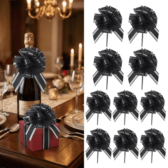 10 Pack Pull Bows for Gift Wrapping, Large Ribbon Gift Bows for Weddings, Birthdays & Parties