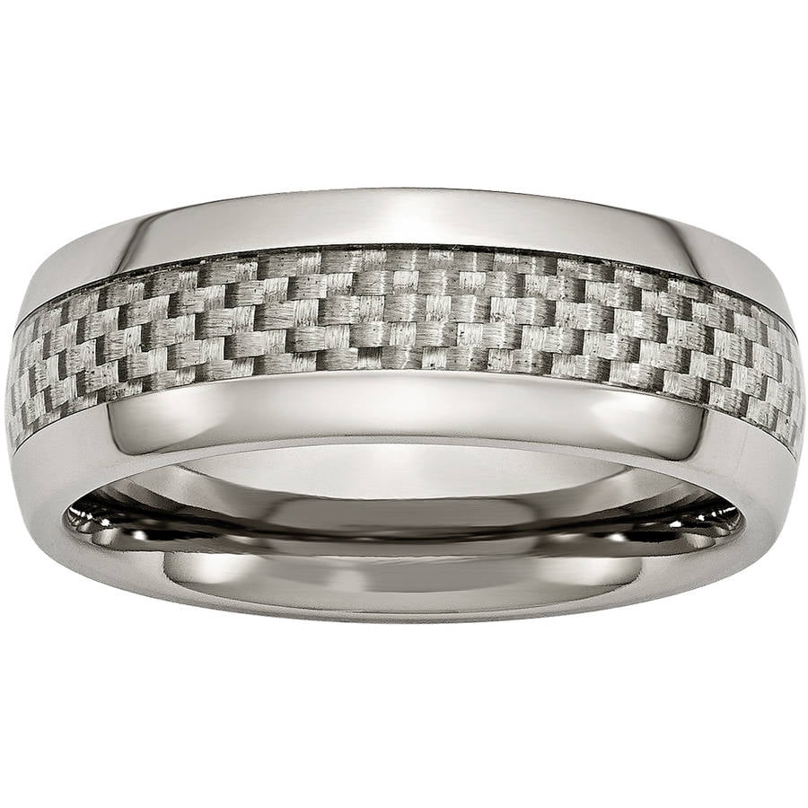 Jewelry Pot Titanium Carbon Fiber Flat 8mm Polished Engravable Band