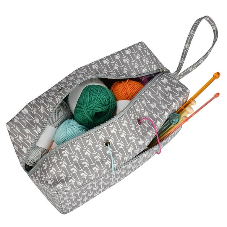 Bluelans Portable DIY Crocheting Knitting Organizer Yarn Thread Storage Bag with Hole, Size: 21, Purple