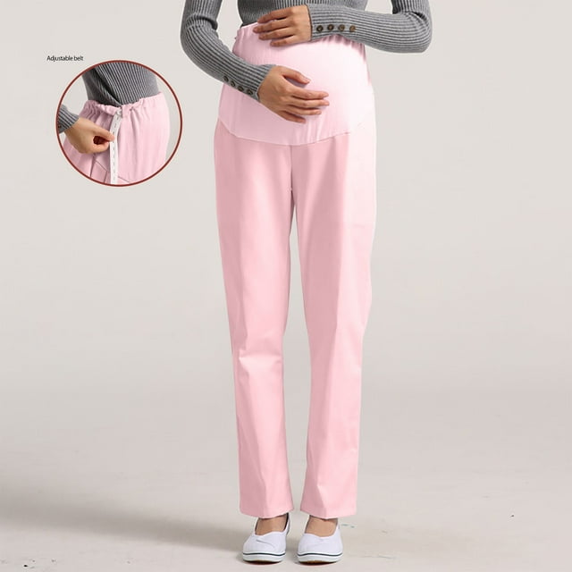 AherBiu Womens Pants Adjustable Elastic Waist Support Pants High Waisted Maternity Nurse Pants