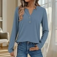 thumbnail image 6 of Long Sleeve Tops Womens Henley Dressy Tops Loose Casual Fall T-Shirts Trendy Cute Pullover Blouses, Navy 3XL, 6 of 6