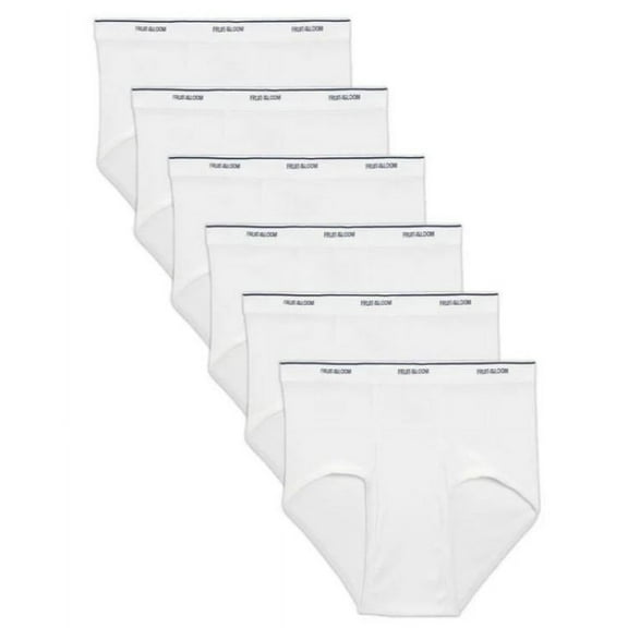 Fruit of the Loom Men's Tag-free 100% Cotton White Classic Briefs, Extended Sizes, 6 Pack