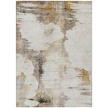 HomeRoots 582660 9 x 12 ft. Abstract Washable Indoor & Outdoor Rectangle Area Rug, Beige, Ivory & Taupe