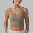 thumbnail image 2 of KHONTS Longline Sports Bras for WomenV Back Wireless Padded Smoothing Supportive Yoga Crop Tops Workout Tank Tops Khaki S, 2 of 4