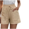 thumbnail image 1 of Abcnature Plus Size Shorts, Womens Athletic Shorts, Women Loose Wide Leg High Waist Straight Casual Cotton Linen Shorts, Comfy Beach Shorts, Yoga Pants, Cycling Sport Shorts Beige 4XL, 1 of 4