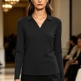 thumbnail image 7 of yillto Womens Long Sleeve V Neck Collared Tops Golf Workout Gym Hiking Athletic Tshirts for Women, 7 of 7