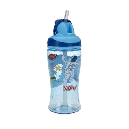 Nuby Thirsty Kids Flip-It Straw Boost Cup, 12oz, Astronaut