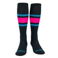 thumbnail image 2 of MK Socks Striped OTC Baseball, Softball, Football Socks (B) Black, Neon Blue, Hot Pink (M), 2 of 4