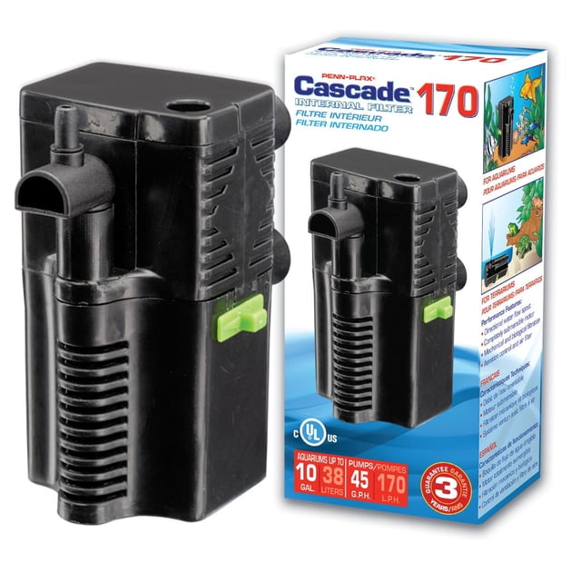 Penn Plax Cascade 170 – Filtre d’aquarium interne entièrement submersible pour poissons et reptiles