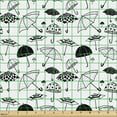 thumbnail image 2 of Ambesonne Hipster Fabric by the Yard Upholstery, Hand Drawn Umbrellas Images, 3 Yards, Charcoal Grey and White, 2 of 5