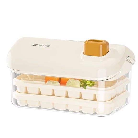 Leak-Free Ice Cake Tray with Lid and Storage Bin - Food-Safe Silicone Tray for Freezer, Ideal for Coffee & Drinks