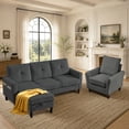 thumbnail image 2 of Soscana Sectional Sofa Set with Storage Ottoman and Accent Chair,Living Room 3 Seat L Shaped Couch and Single Chair Armchair,Living Room Furniture Set for Home Apartment Office Studio, 2 of 7