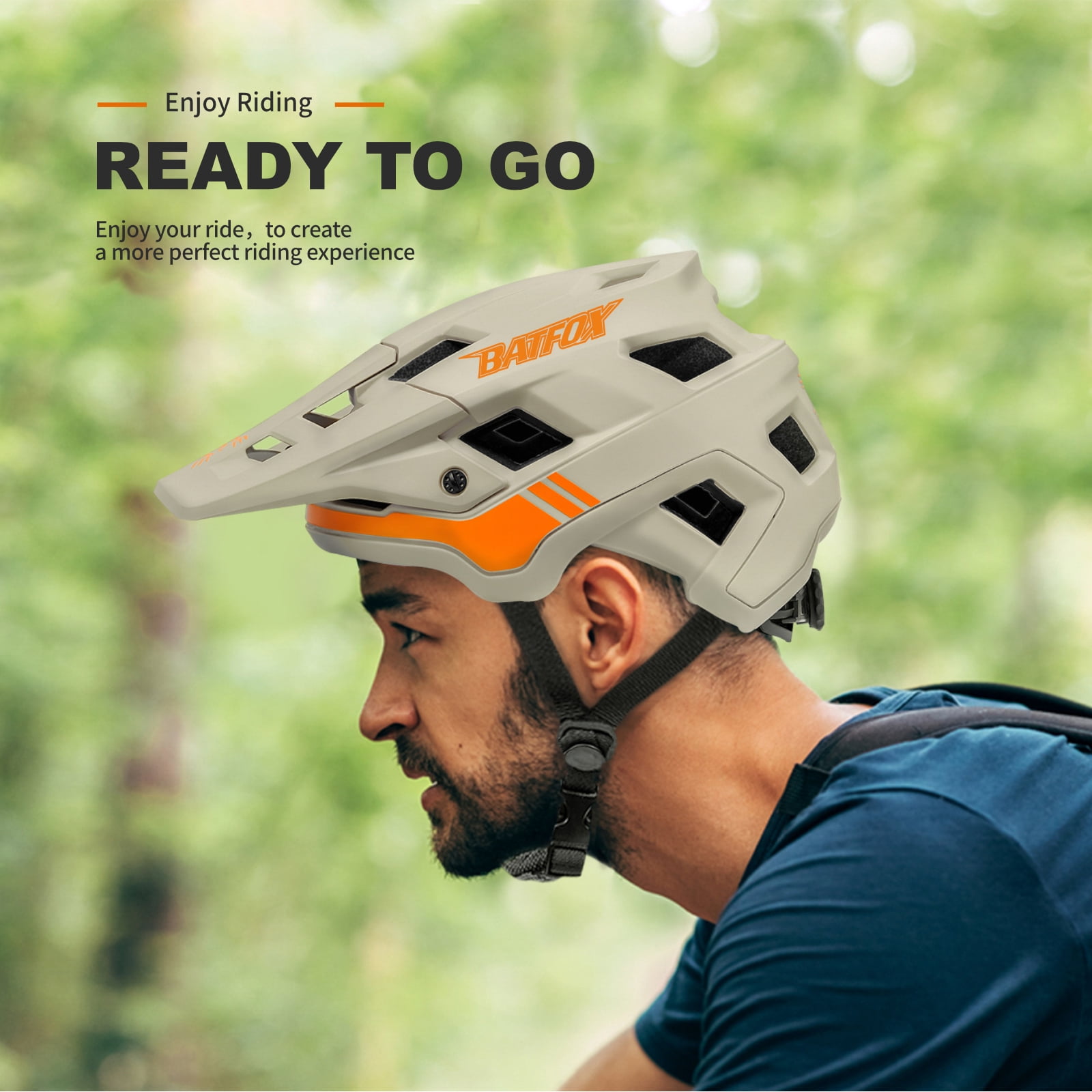 BATFOX MTB Helmet Bike Helmets for Men & Women | Enhanced Impact Protection, Comfortable & Adjustable Fit(khaki,M)