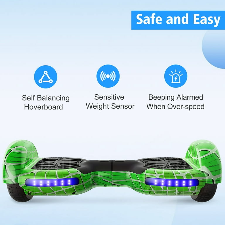 My First Hoverboard 250W Self Balancing Electric Scooter with LED Lights for Kids Teens and Adults Spider Green Walmart