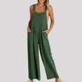 thumbnail image 3 of Elainilye Fashion Women'S Pants Summer Solid Casual Camis Sleeveless Suspender Jumpsuit Wide Leg Baggy Pants,Green, 3 of 8