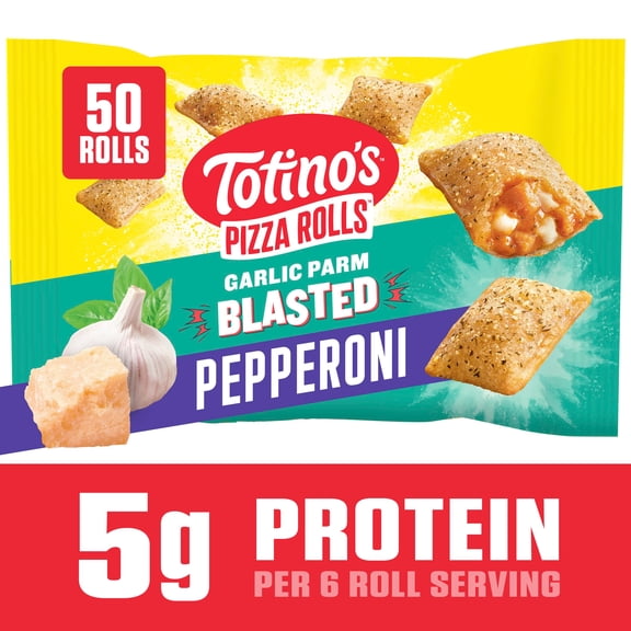 Totino's Pizza Rolls, Garlic Parm Blasted Pepperoni, Frozen Appetizers, 50 Rolls, 25.2 oz