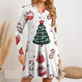 thumbnail image 6 of WTOBBY Women's Christmas Themed Dress Loose V-Neck Long Sleeve Casual Holiday Print Party Wear with Festive Design for Special Events,Hot Pink L, 6 of 6