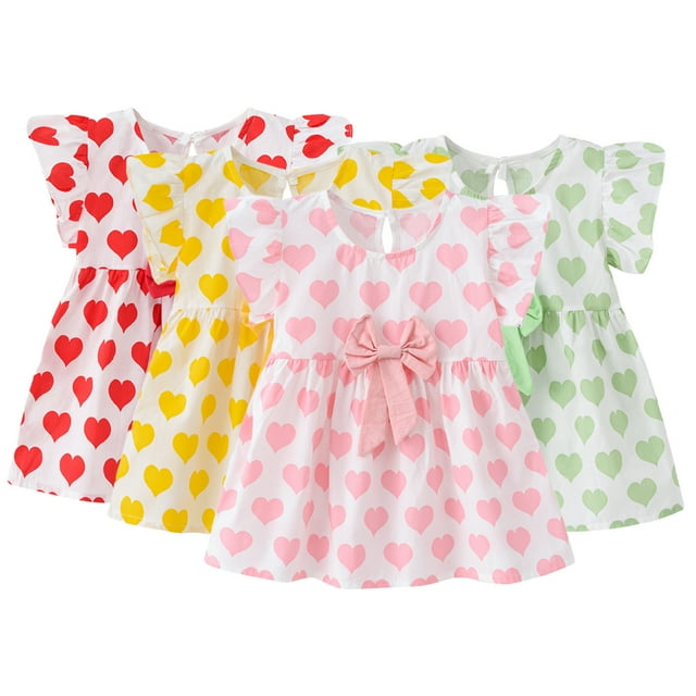 KYAIGUO Robe Sans Manches pour Tout-Petites Filles, Robe d'Été Décontractée, Robe de Princesse, Jupe à Volants 1-4T