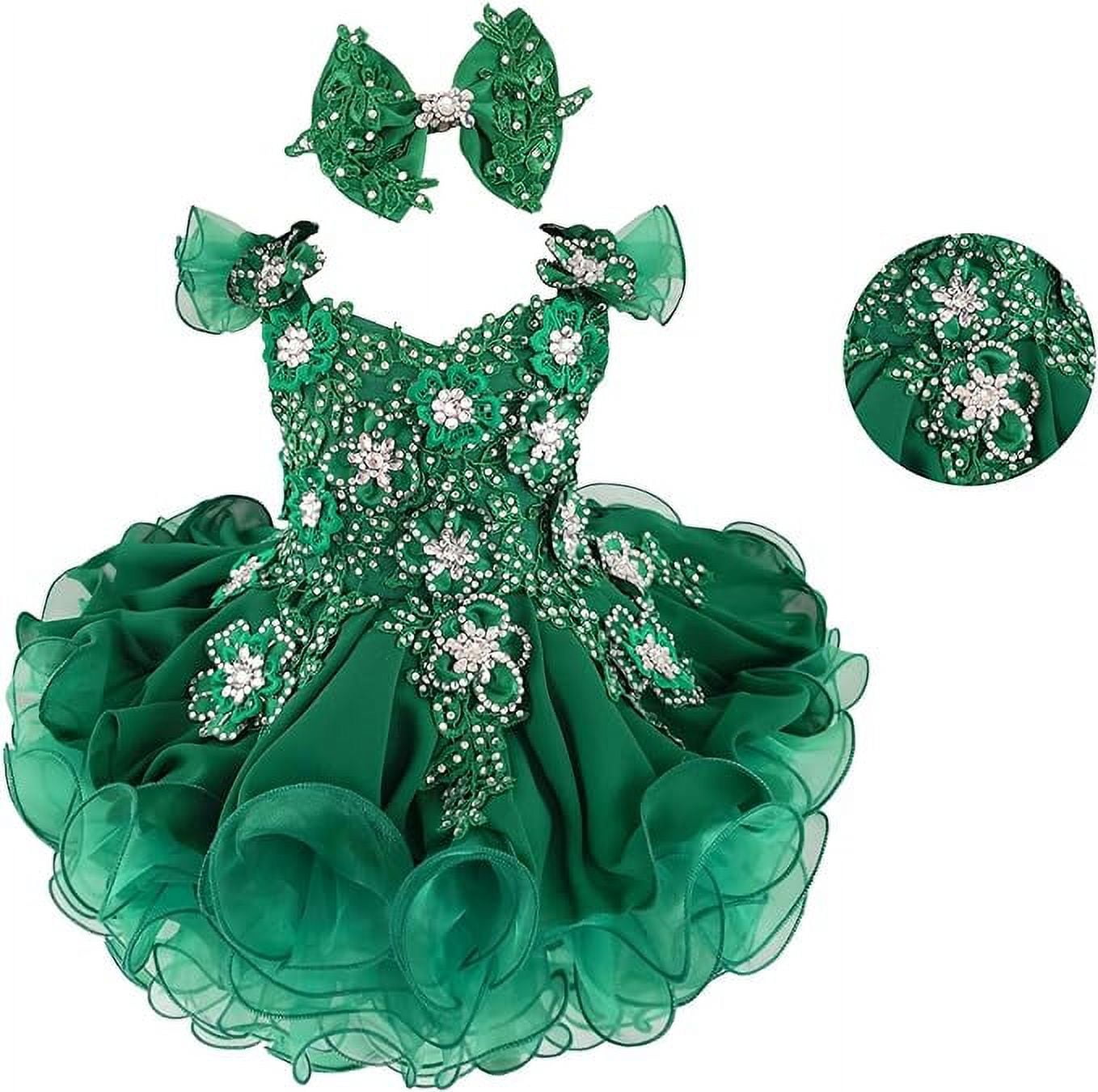 Jenniferwu Infant Toddler Baby Newborn Little Girl's Pageant Party Birthday Dress G588 Green 6-9Months