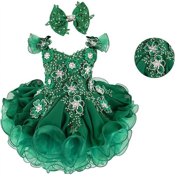Jenniferwu Infant Toddler Baby Newborn Little Girl's Pageant Party Birthday Dress G588 Green 12-18Month