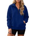 thumbnail image 6 of Sweatshirt for Women With Zipper Solid Color Hoodless Sports Sweatshirt Casual Loose Lapel Pocket Fall Casual Jackets, 6 of 7