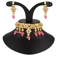 thumbnail image 4 of Efulgenz Faux Kundan Stones Crystal Pink Floral Choker Necklace Earrings Indian Jewelry Set Wedding Traditional Bollywood Jewelry for Women, 4 of 5