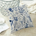 thumbnail image 4 of Summer Pillow Covers 18x18 Inch Set of 2,Navy Blue Wild Flower Plant Throw Pillows Case,Seasonal Floral Outdoor Decorative Square Linen Farmhouse Decor Cushion Covers for Home Couch Sofa Bed, 4 of 6