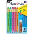 thumbnail image 1 of Crayons Mécaniques Triangulaires Shiyou-Habillage, HB 2 Plomb (1,3 mm), Couleurs Amusantes, 5 Crayons, 1 Recharge de Plomb, 2 Gommes, 1 of 4